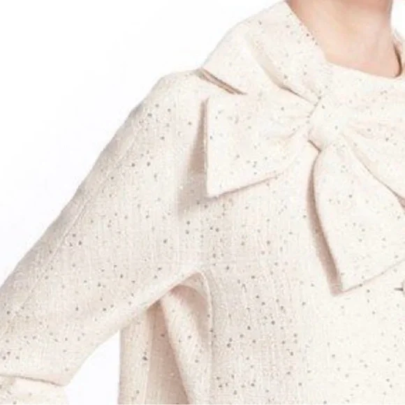 Kate Spade Dorothy Sequin bow neck coat size 10. - Picture 3 of 5